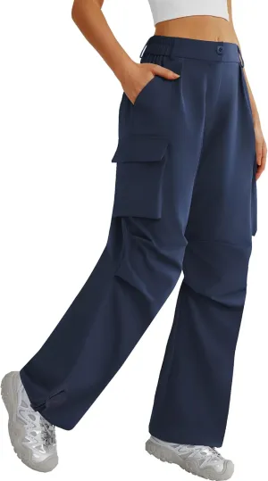 Womens Hiking Pants Wide Leg Cargo Pants Quick Dry Lightweight Water-Resistant Travel Casual Trousers with 4 Pockets