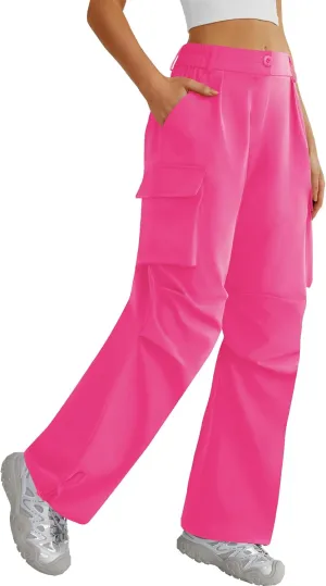 Womens Hiking Pants Wide Leg Cargo Pants Quick Dry Lightweight Water-Resistant Travel Casual Trousers with 4 Pockets