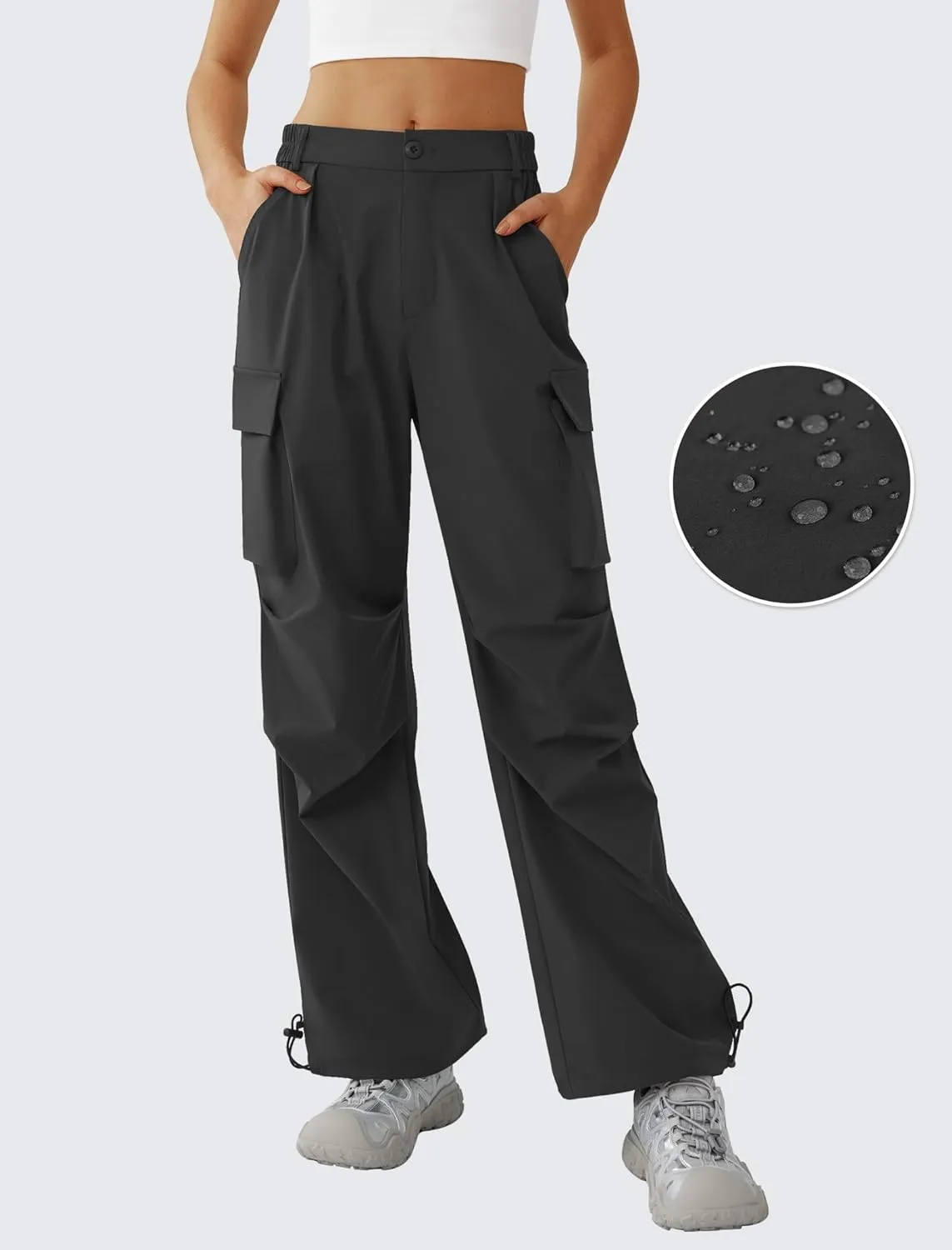 Womens Hiking Pants Wide Leg Cargo Pants Quick Dry Lightweight Water-Resistant Travel Casual Trousers with 4 Pockets