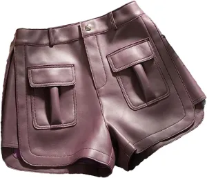 Womens Side-Zipper Leather Shorts Edgy Biker Hot Pants