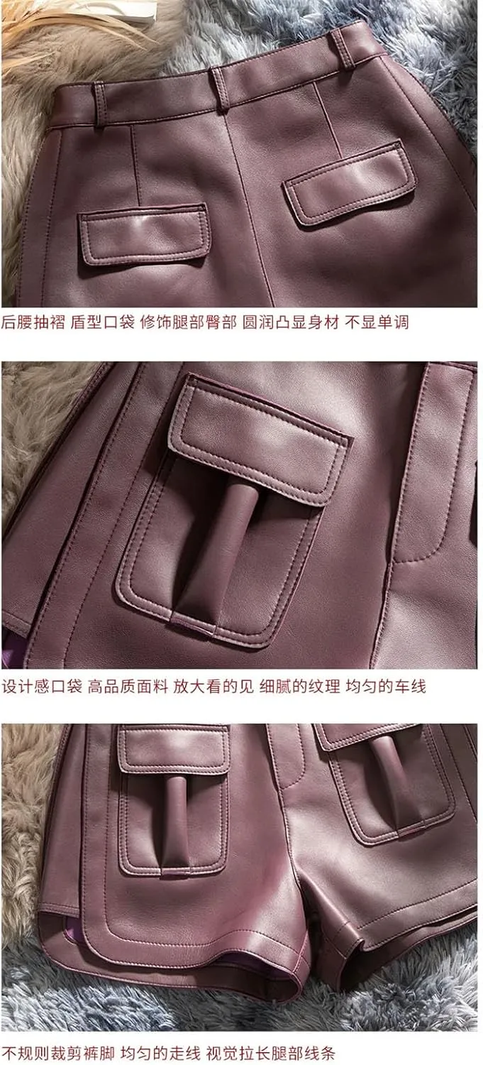Womens Side-Zipper Leather Shorts Edgy Biker Hot Pants