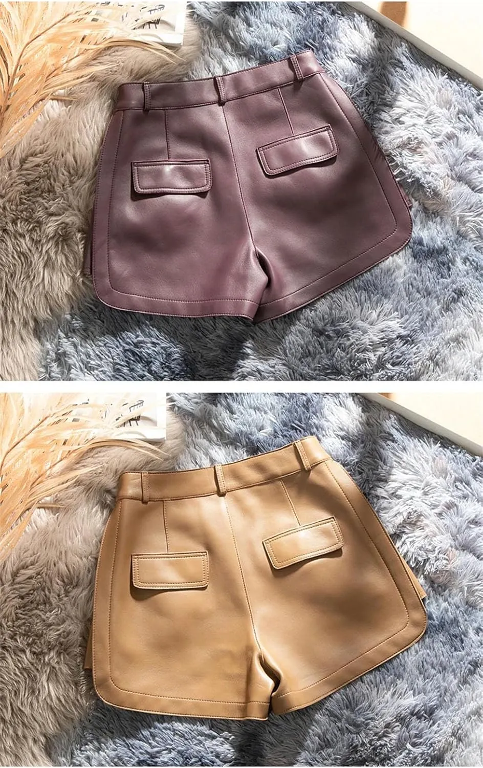 Womens Side-Zipper Leather Shorts Edgy Biker Hot Pants