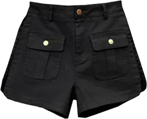 Womens Studded Denim Shorts Spring Summer High Waist Punk Rock Edgy Hot Pants