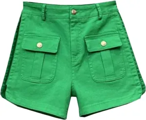 Womens Studded Denim Shorts Spring Summer High Waist Punk Rock Edgy Hot Pants