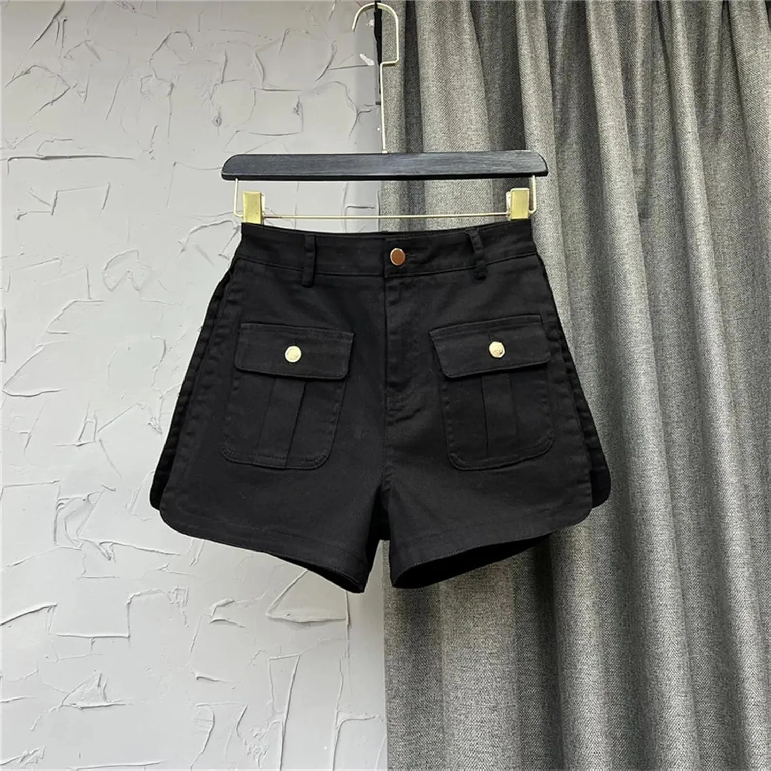 Womens Studded Denim Shorts Spring Summer High Waist Punk Rock Edgy Hot Pants