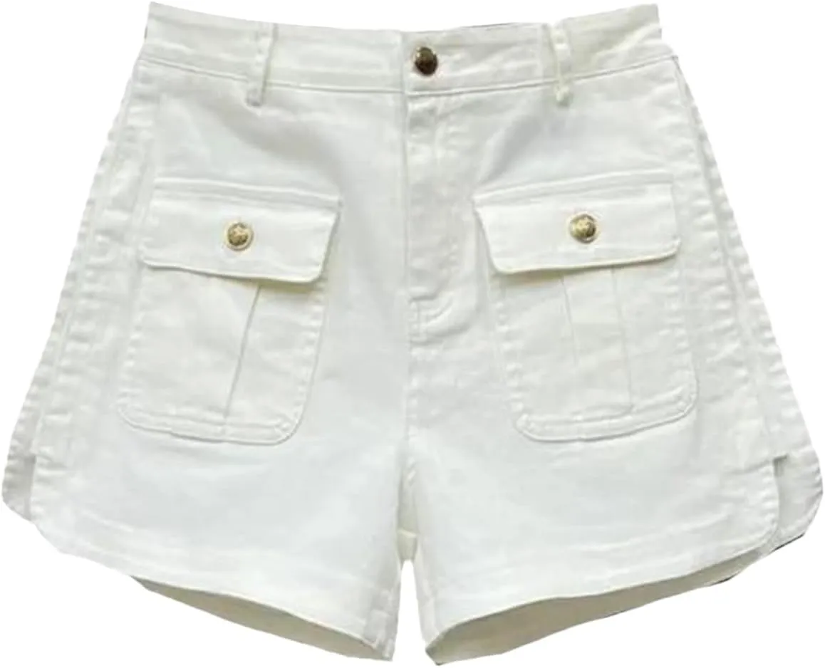 Womens Studded Denim Shorts Spring Summer High Waist Punk Rock Edgy Hot Pants