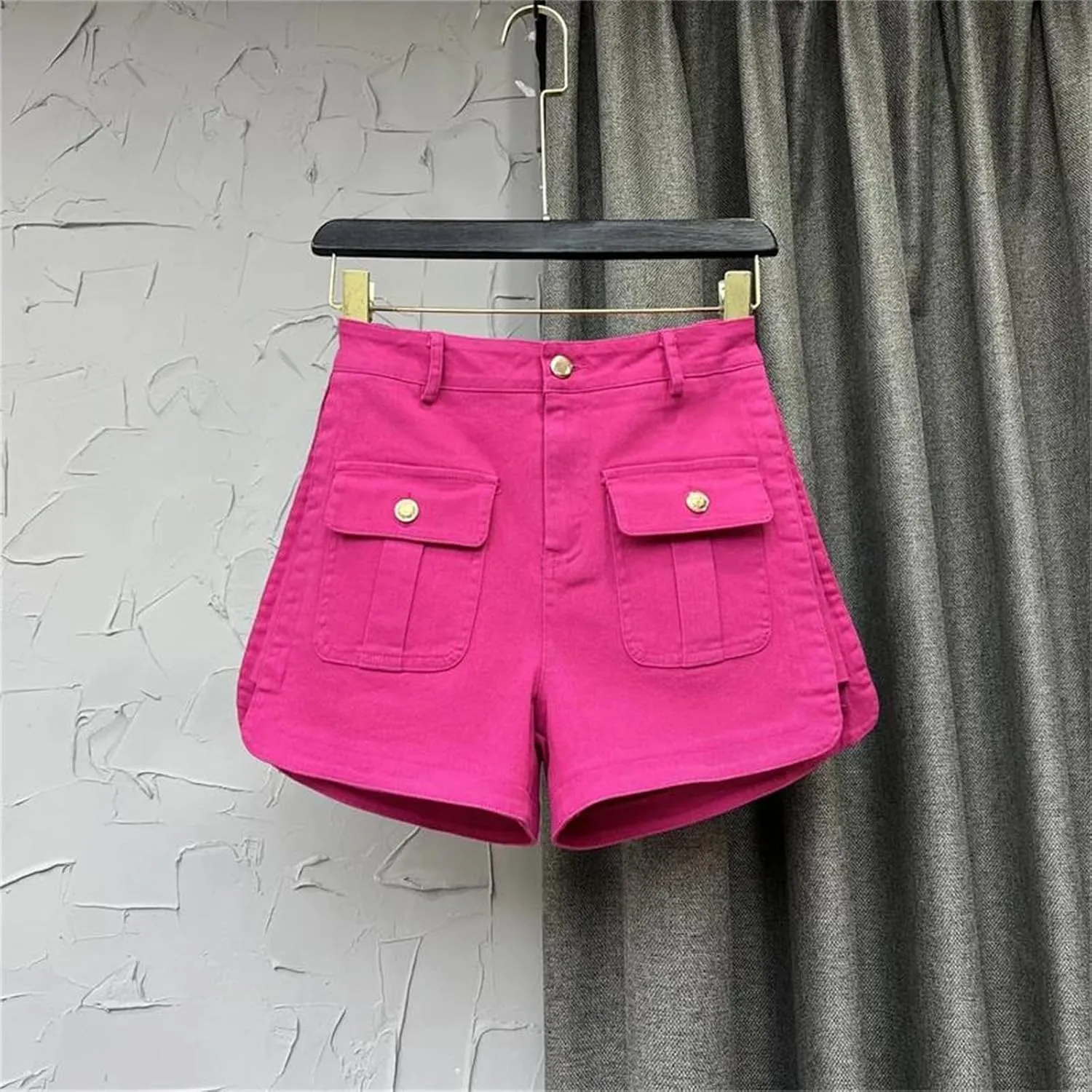 Womens Studded Denim Shorts Spring Summer High Waist Punk Rock Edgy Hot Pants