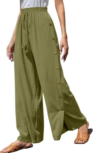 Womens Tear Away Basketball Pants High Split Snap Button Casual Post-Surgery Workout Running Athletic Lounge Yoga Sweatpants