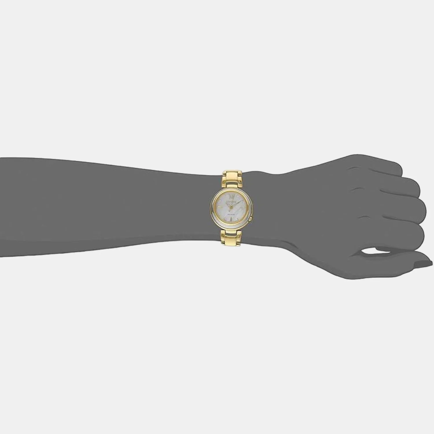 Women's White Analog Stainless Steel Eco-Drive Watch EM0334-54D