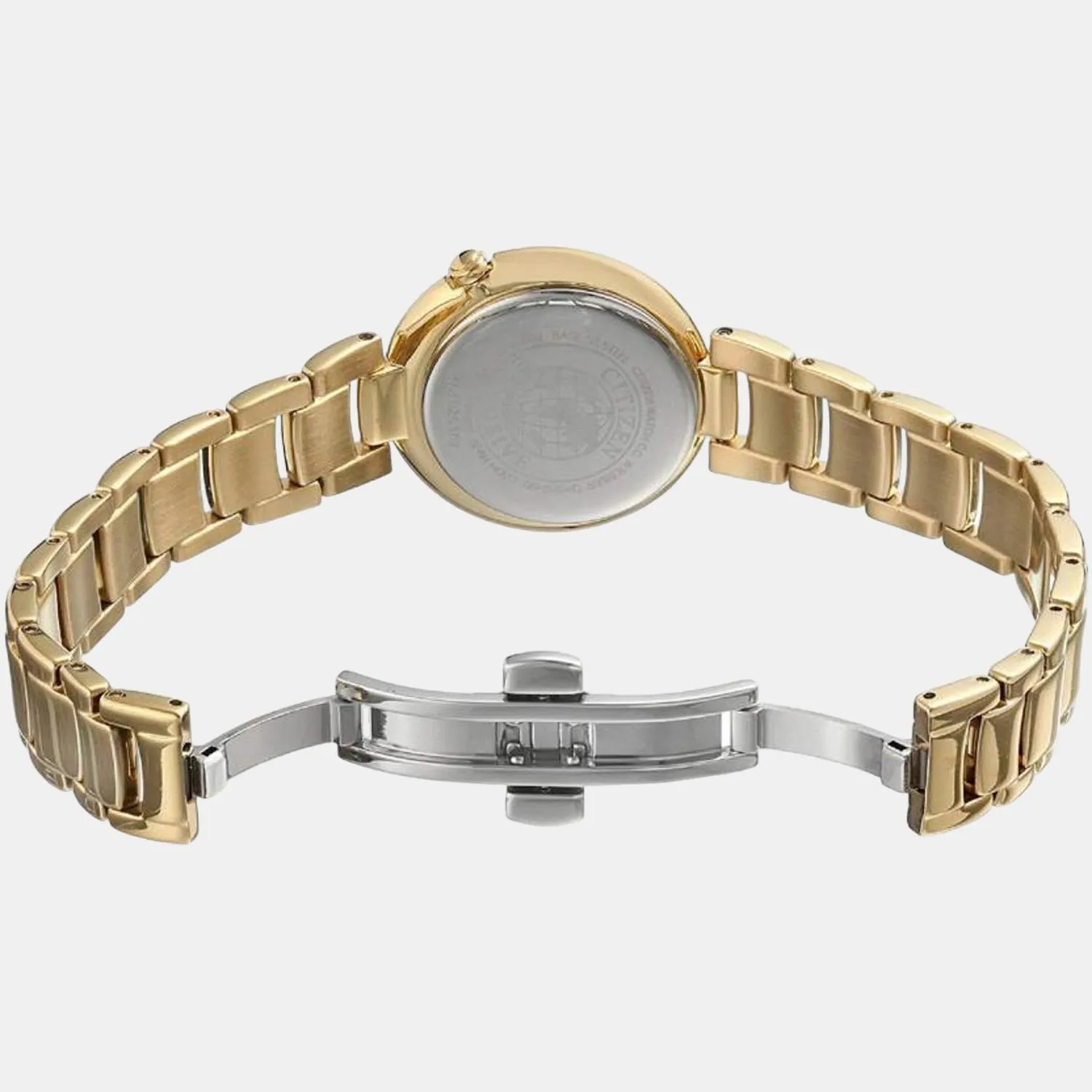 Women's White Analog Stainless Steel Eco-Drive Watch EM0334-54D