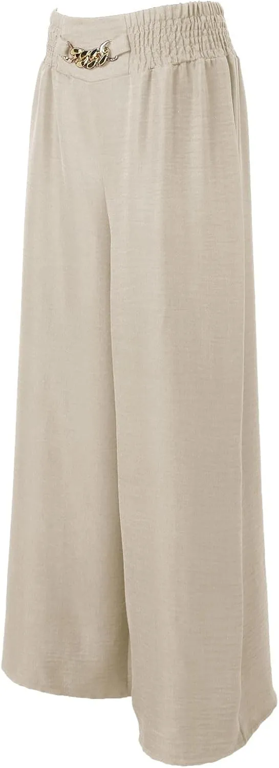 Women's Wide Leg Pants Ladies Fashion High Waist Elastic Drape Trousers Solid Color