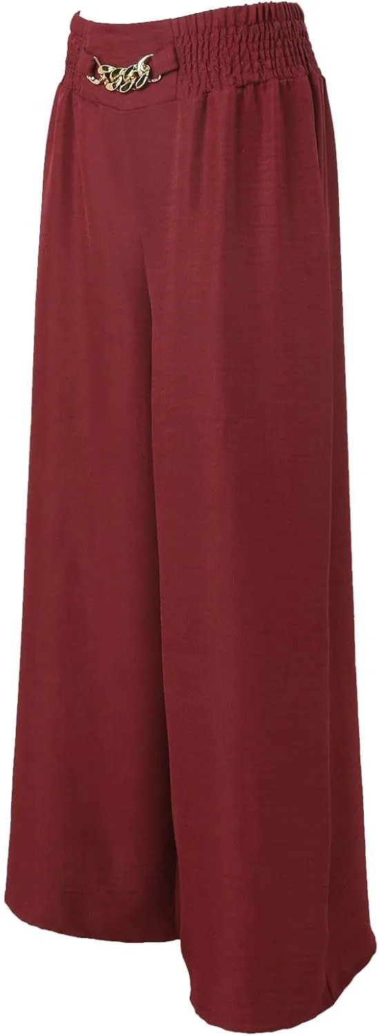 Women's Wide Leg Pants Ladies Fashion High Waist Elastic Drape Trousers Solid Color