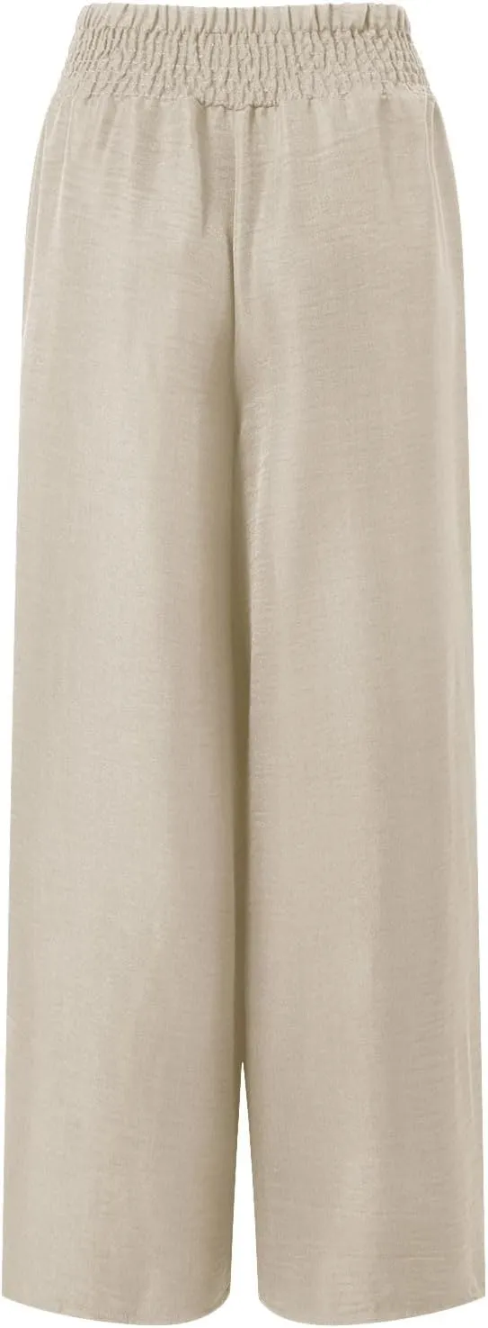 Women's Wide Leg Pants Ladies Fashion High Waist Elastic Drape Trousers Solid Color