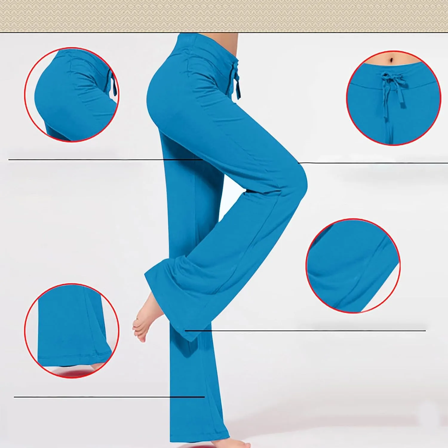 Womens Wide Leg Yoga Pants High Waist Tummy Control Loose Comfy Lounge Trousers Drawstring Workout Leggings