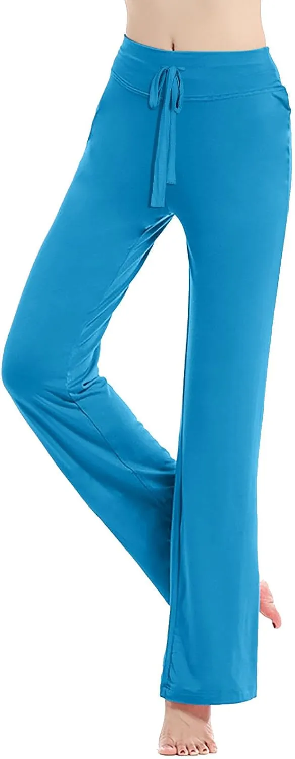 Womens Wide Leg Yoga Pants High Waist Tummy Control Loose Comfy Lounge Trousers Drawstring Workout Leggings