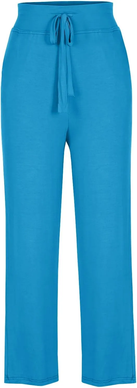 Womens Wide Leg Yoga Pants High Waist Tummy Control Loose Comfy Lounge Trousers Drawstring Workout Leggings