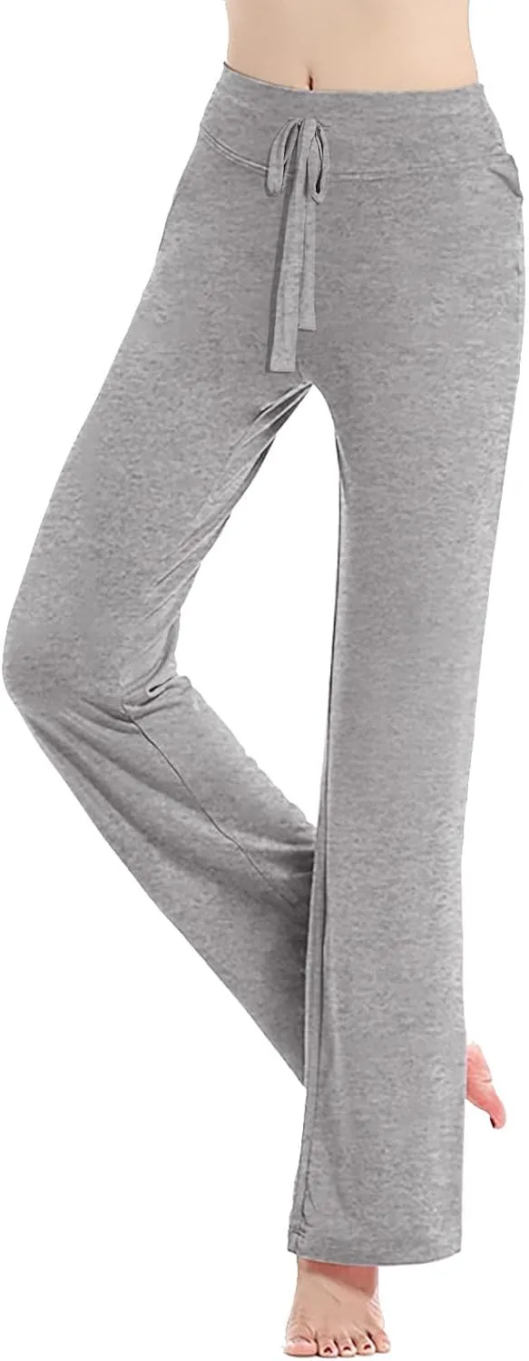Womens Wide Leg Yoga Pants High Waist Tummy Control Loose Comfy Lounge Trousers Drawstring Workout Leggings