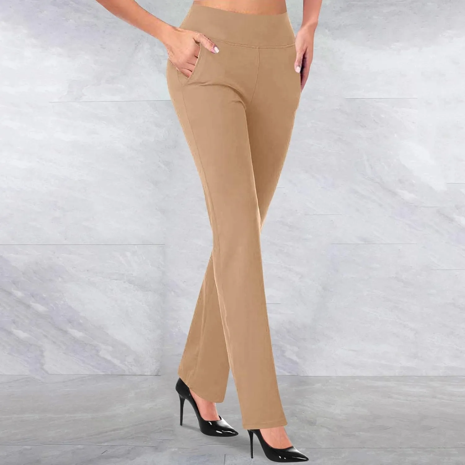 Work Pants Women High Waist Dress Pant Business Casual Outfits 4 Way Stretch Bootleg Yoga Pants Workout Slacks