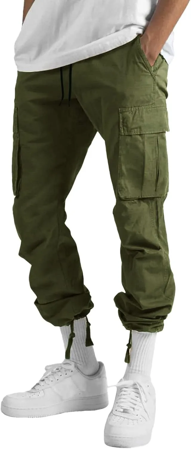WZIKAI Mens Cargo Pants Casual Joggers Hiking Pants Loose Straight Athletic Workout Sweatpants with Pockets