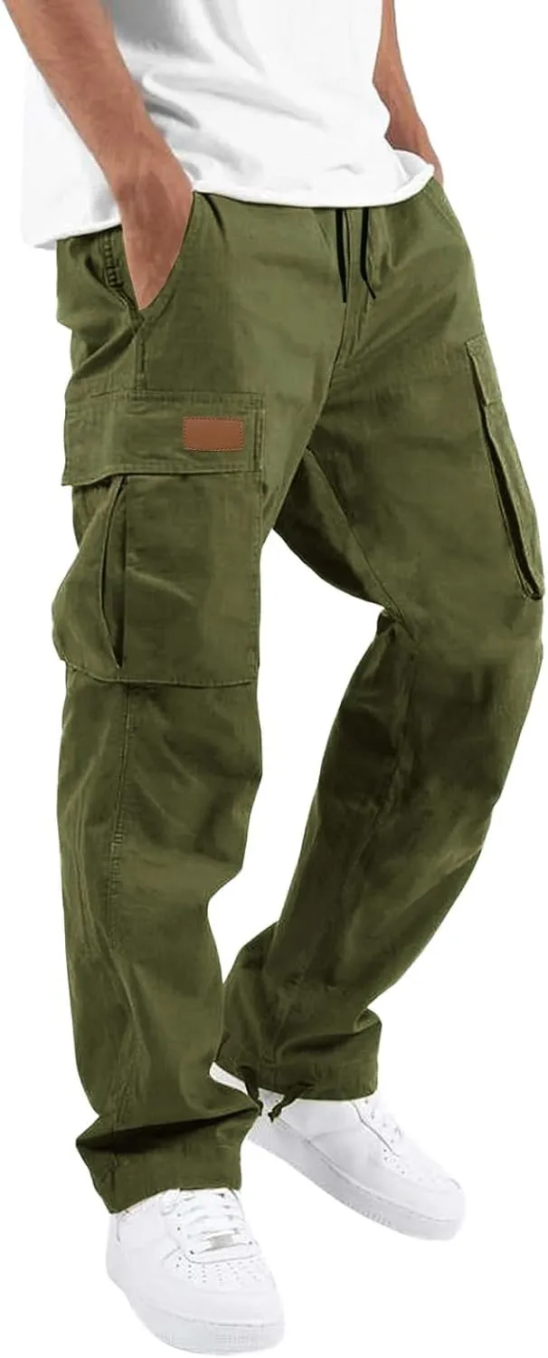 WZIKAI Mens Cargo Pants Casual Joggers Hiking Pants Loose Straight Athletic Workout Sweatpants with Pockets