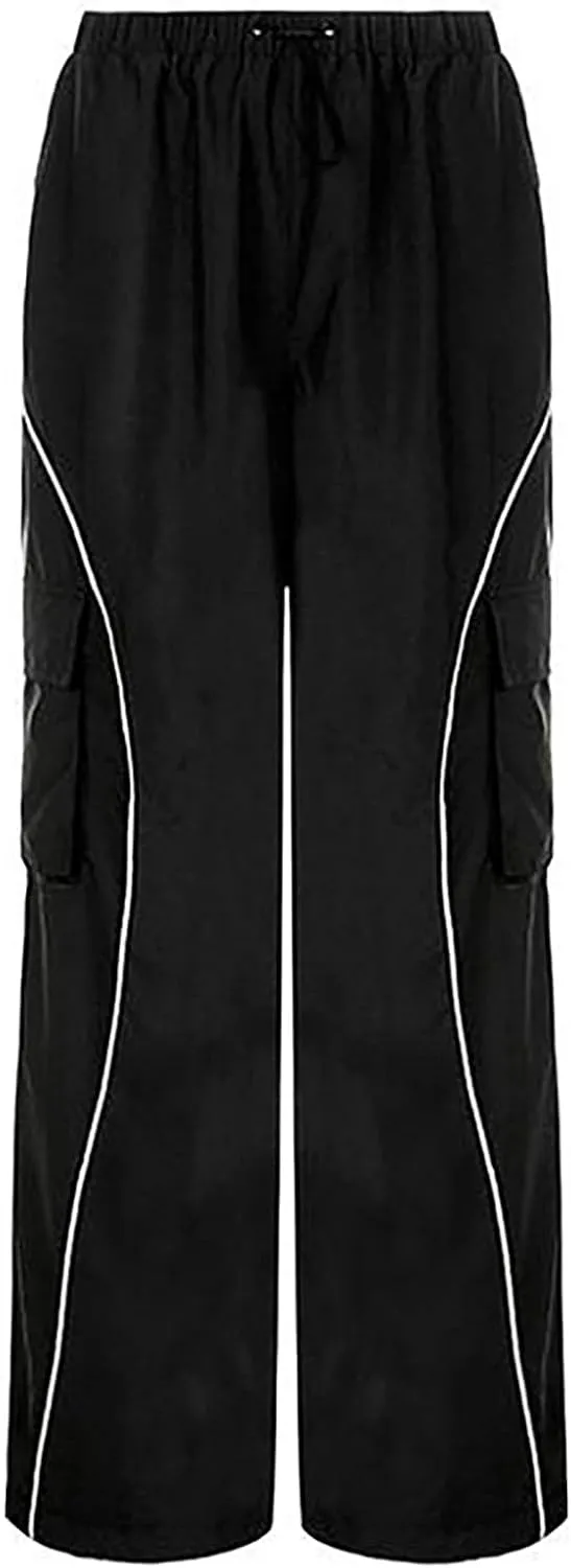 Xineicy Y2K Baggy Pants for Women Vintage Sweatpants Wide Leg Parachute Pants Hip Pop Cargo Pants