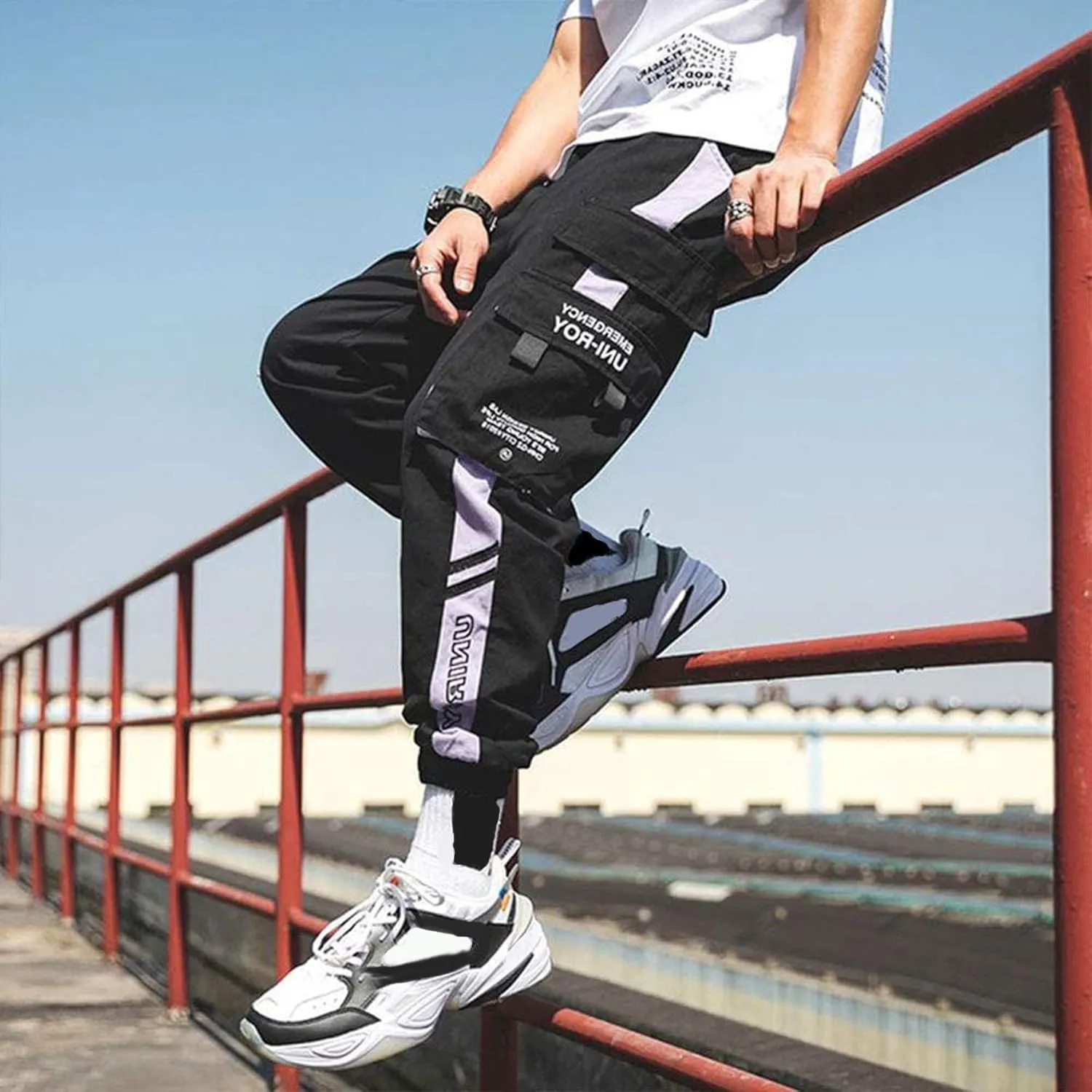 XYXIONGMAO Men's Streetwear Joggers Casual Sports Pants Baggy Casual Techwear Hip Hop Sweatpants Black Cargo Pants for Men