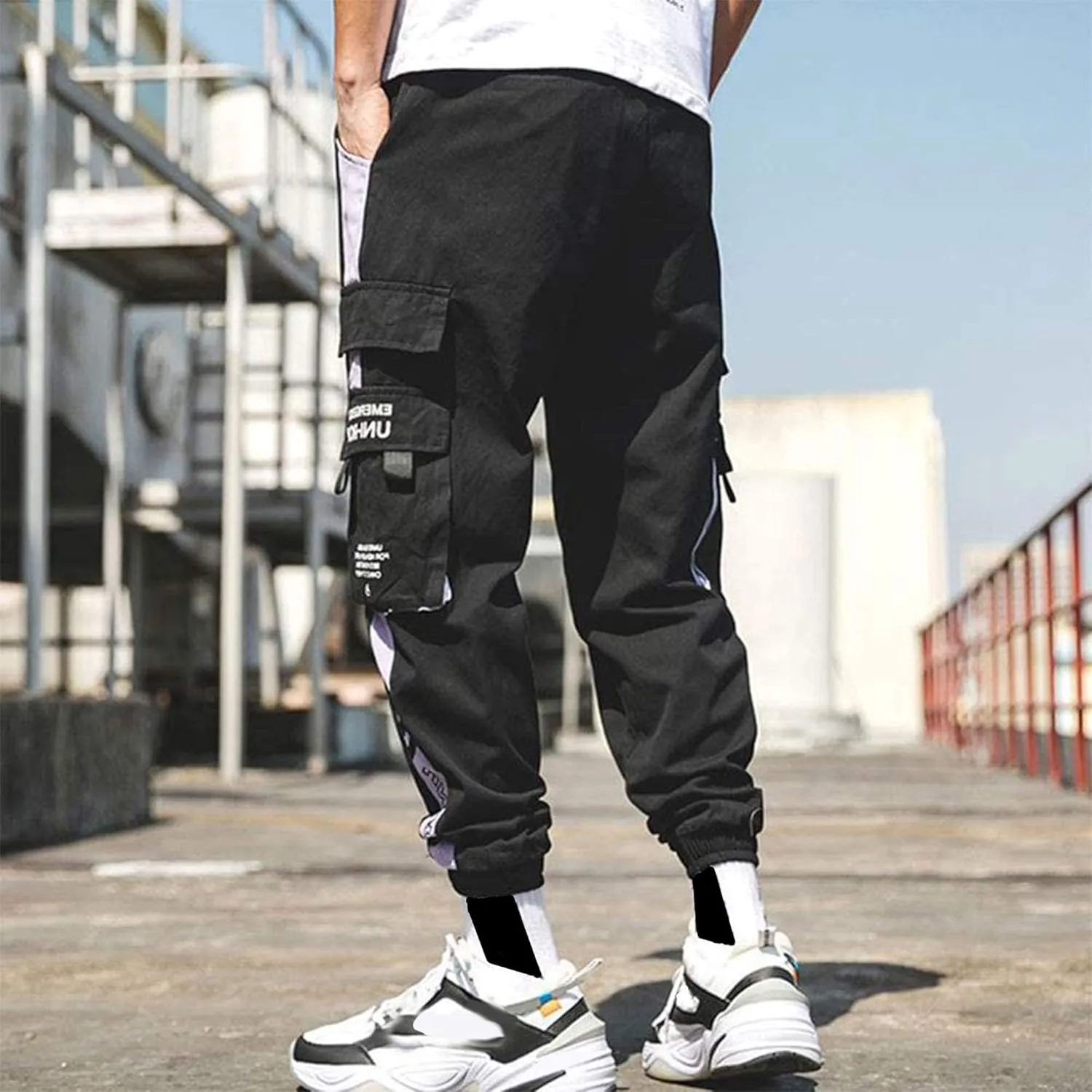 XYXIONGMAO Men's Streetwear Joggers Casual Sports Pants Baggy Casual Techwear Hip Hop Sweatpants Black Cargo Pants for Men
