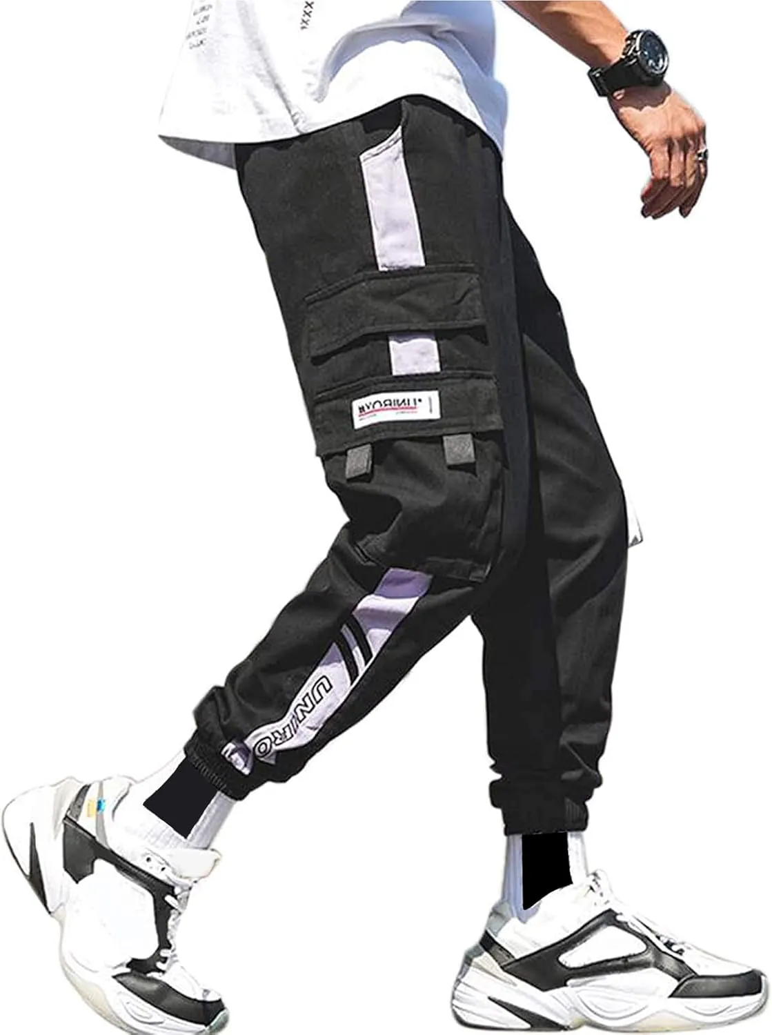 XYXIONGMAO Men's Streetwear Joggers Casual Sports Pants Baggy Casual Techwear Hip Hop Sweatpants Black Cargo Pants for Men