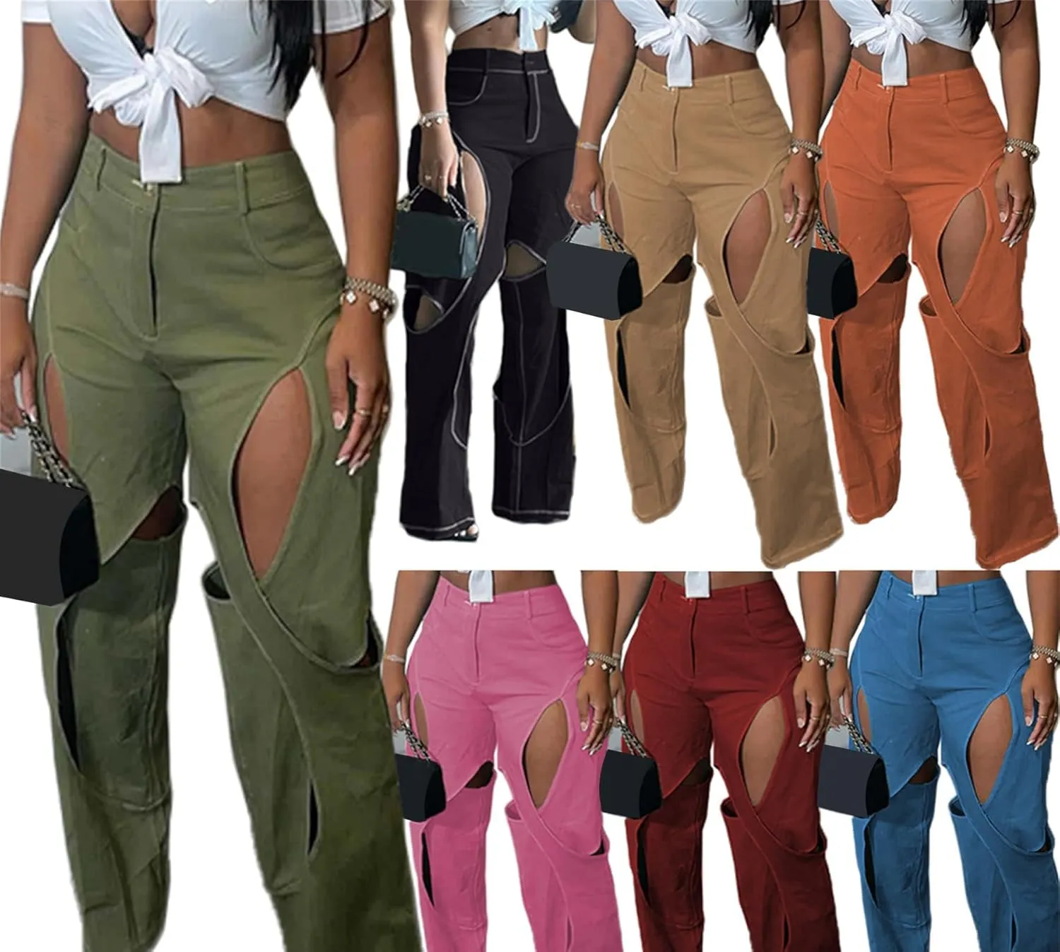 YOOTIKO Womens Camo Cargo Pants High Waisted Army Fatigue Loose Straight Wide Leg Camouflage Trousers Streetwear