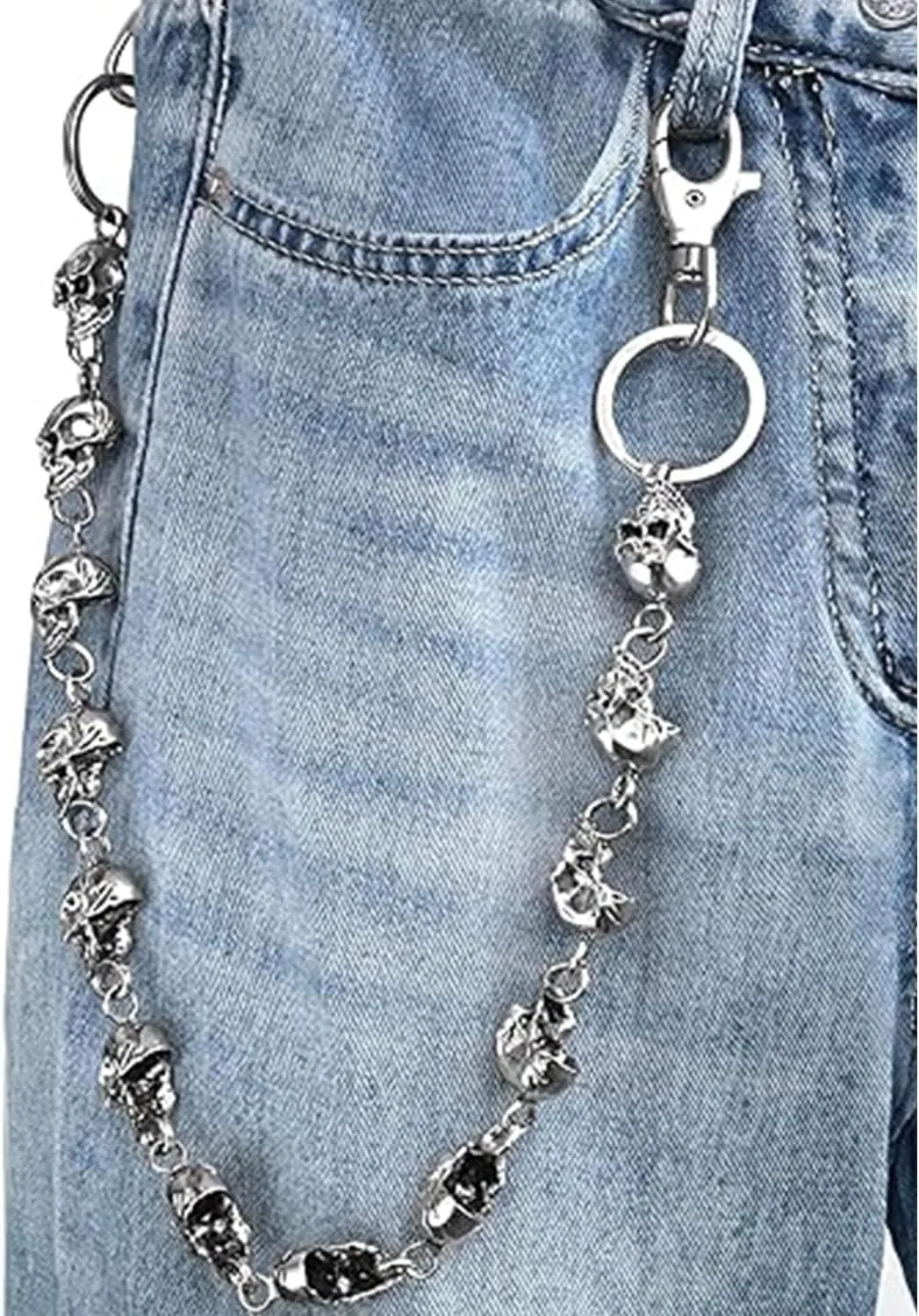 ZEKEE Skull Wallet Chain - Biker Jean Pocket Chain - Unisex Pant Trouser Chain