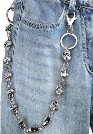 ZEKEE Skull Wallet Chain - Biker Jean Pocket Chain - Unisex Pant Trouser Chain