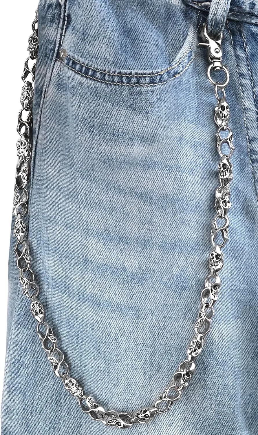 ZEKEE Skull Wallet Chain - Biker Jean Pocket Chain - Unisex Pant Trouser Chain